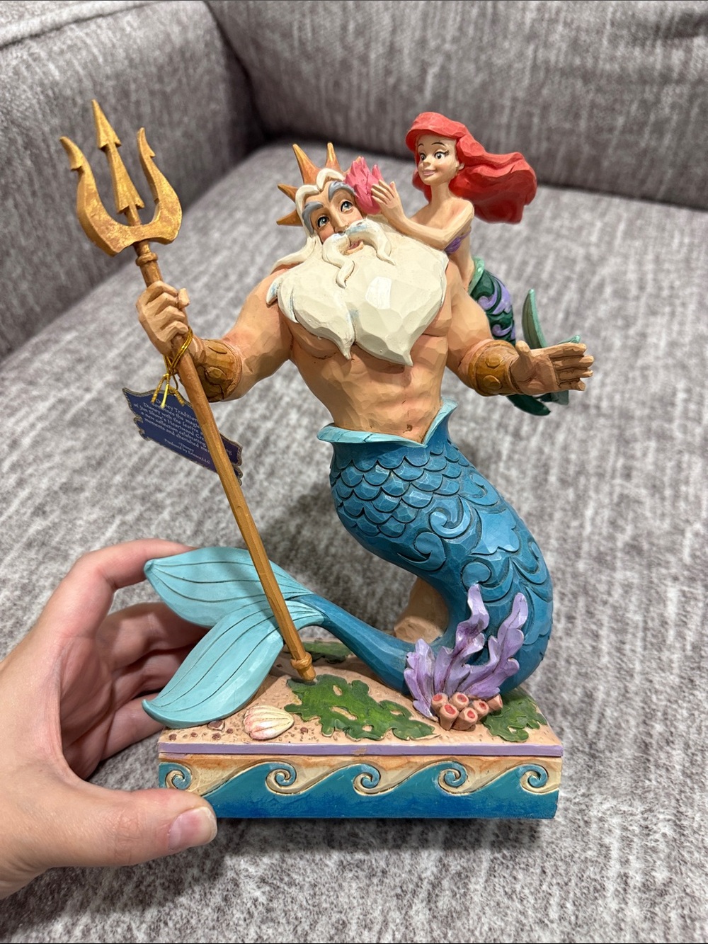 The Little Mermaid Ariel & King Triton Resin Figurine - Blue/Teal